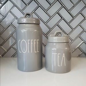 Rae Dunn Coffee Tea Grey Canisters Set